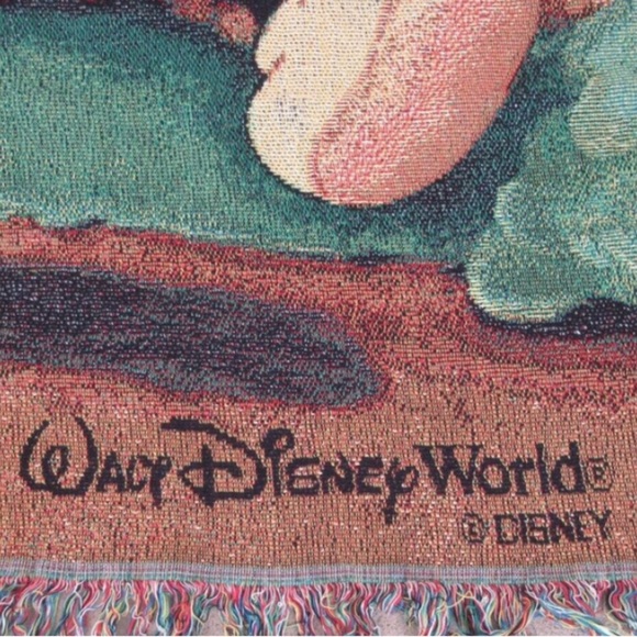 Walt Disney World Mickey’s Spring Picnic Tapestry Woven Throw Blanket 60x50 USA - Picture 2 of 3